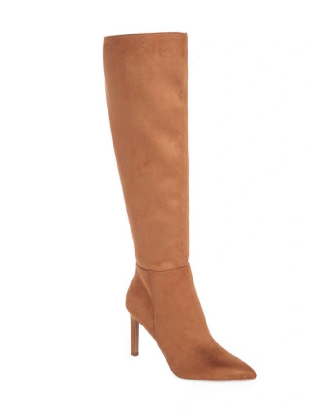 Open Edit Size 9 Women's Tall Pointed-Toe Suede Boot - Tan